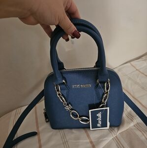 Steve Madden Blue Mini Structured Handbag